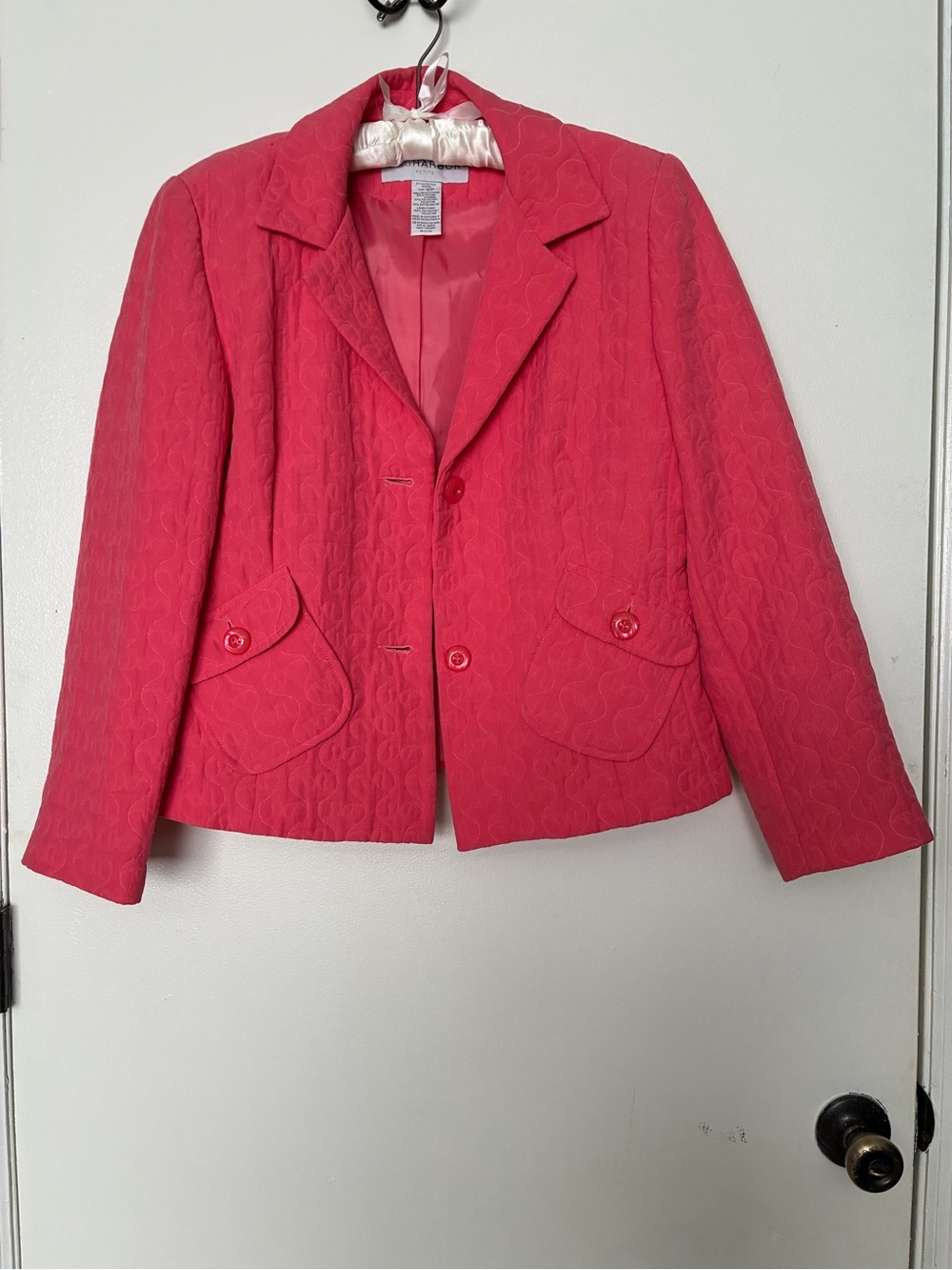 Women's Coral Pink Quilted Blazer Jacket